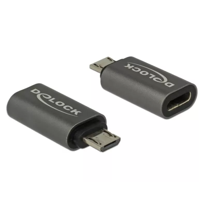 DeLOCK - Adapter USB - USB-C (gniazdo) na Micro-USB Typ B (wtyk) - USB 3,1 Gen 1 - 2,8 cm - Antracyt (65927)
