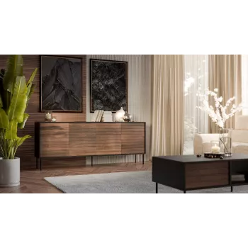 Cama 4D CORTINA komoda 200x40x81 czarny/orzech