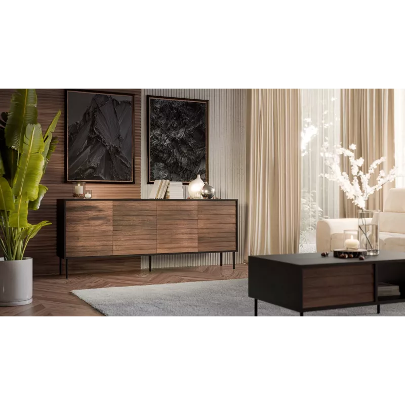 Cama 4D CORTINA komoda 200x40x81 czarny/orzech