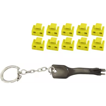 Blokada portu sieciowego RJ45 ShiverPeaks BS08-01032, żółta, zestaw 10 zamków z 1 kluczem