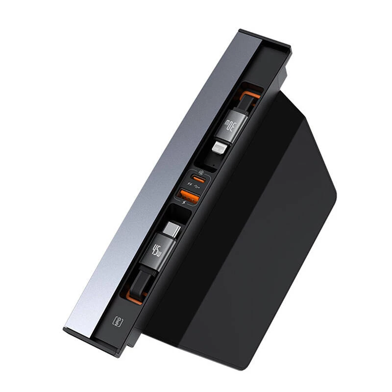 Hub Baseus T-Space z przewodami USB-C na Lightning do samochodów Tesla (czarny)
