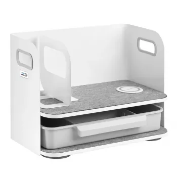 Organizer na biurko z szufladą i ładowarką bezprzewodową Ergo Office, biały, max. 10kg, ER-441