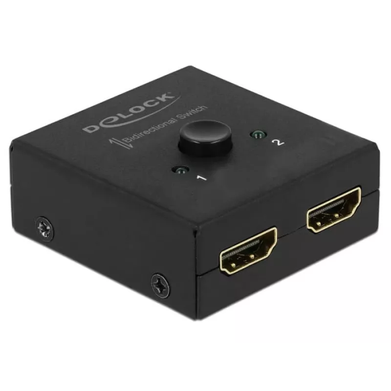 DeLock HDMI 2 - 1 dwukierunkowy 4K 60 Hz kompaktowy – pudełko detaliczne – przełącznik wideo/audio – 2 x HDMI – komputer stacjonarny (64072)