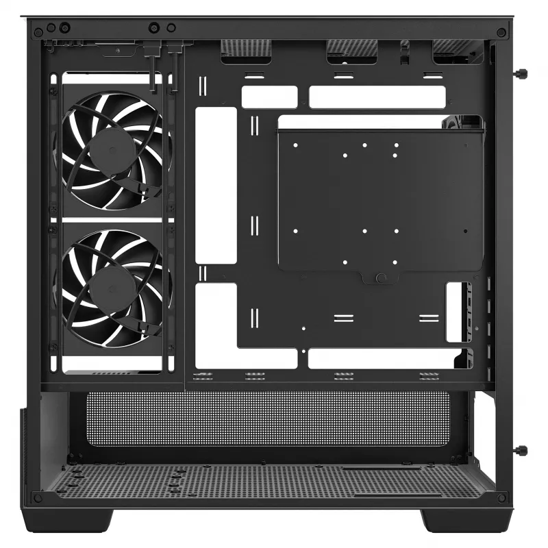 PC Midi Tower DeepCool CG380 3F — czarny, 235×437×451 mm, obsługuje wentylatory boczne 2x120 mm + tylny 1x120 mm, zasilacz na dole, dyski twarde 2,5 cala/3,5 cala