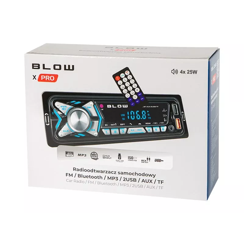 BLOW X-PRO radio MP3/USB/micro USB/Bluetooth do samochodu Czarny