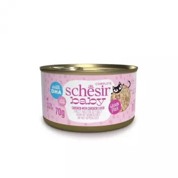 Mokra karma dla kotów Agras Pet Foods Schesir Baby in Brühe 70 g — kurczak, bezzbożowa, dla młodych kotów