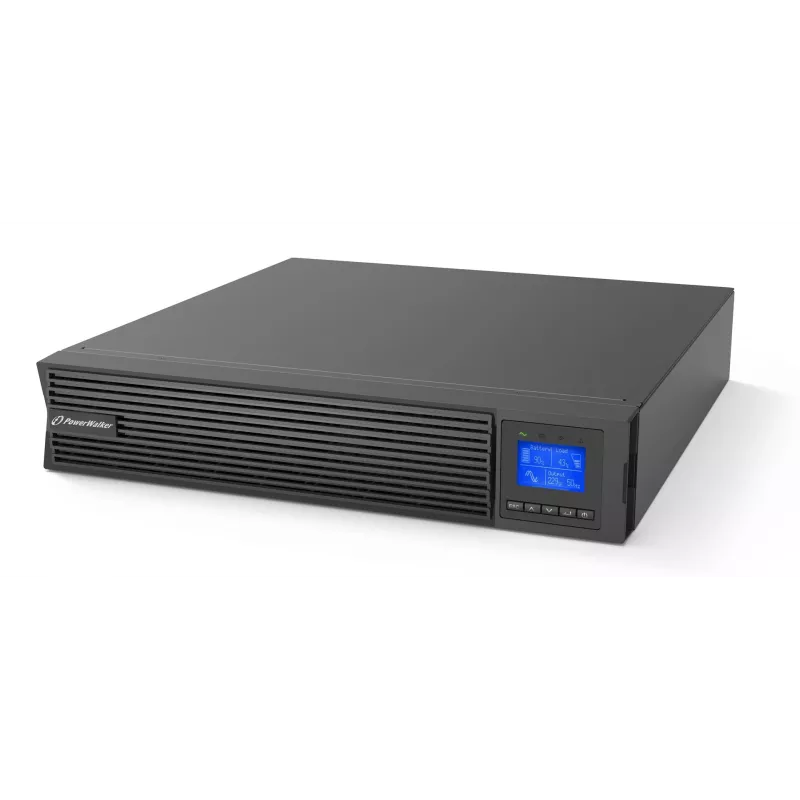 Zasilacz awaryjny PowerWalker VFI 1000 ICR IoT, online podwójna konwersja, 1 kVA / 1000 W, 8x gniazda C13, LCD, rack/wieża 2U, czarny
