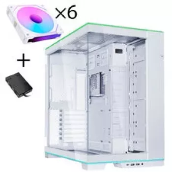 Lian Li O11 Dynamic EVO RGB PC-Enclosure Bundle, Midi-Tower, ARGB, Tempeczerwony Glass + 6x UNI FAN SL-INF Reverse Blade Fan - Biały