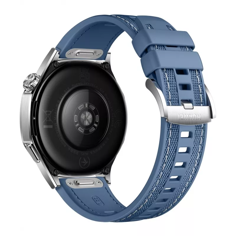 Smartwatch HUAWEI WATCH GT5 46mm — 1,43 cala AMOLED, GPS, 524 mAh, koperta ze stali nierdzewnej, niebieski pleciony pasek