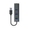 SAVIO USB-A hub z RJ-45 Gigabit Ethernet AK-57 — 3× USB-A + RJ-45, USB 3.2 Gen 1 Micro‑B host, 5 Gbit/s, 4 porty, szary