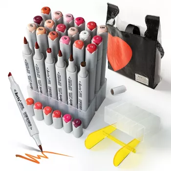 Dual-tip marker pens Arrtx LC302536 24 colours — czerwony tones set