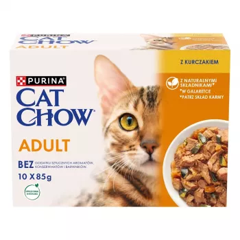 Mokra karma dla kota Purina Nestlé Adult 1+ 10×85 g — kurczak, 11,5% białka, 82% wilgotności