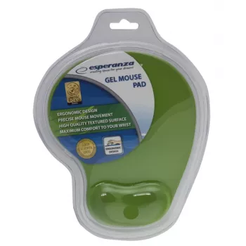 Podkładka pod mysz ESPERANZA EA137G żelowa z podpórką pod nadgarstek, monochromatyczna zielona, antypoślizgowa podstawa