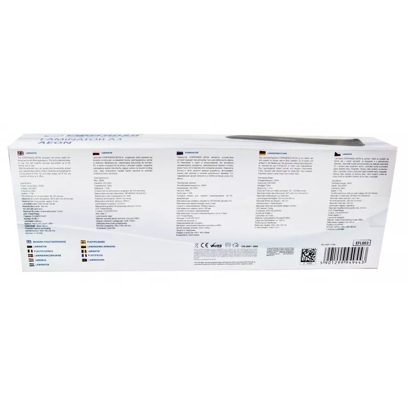 Laminator Esperanza EFL003 – do laminacji na zimno/gorąco, 250 mm/min, czarny