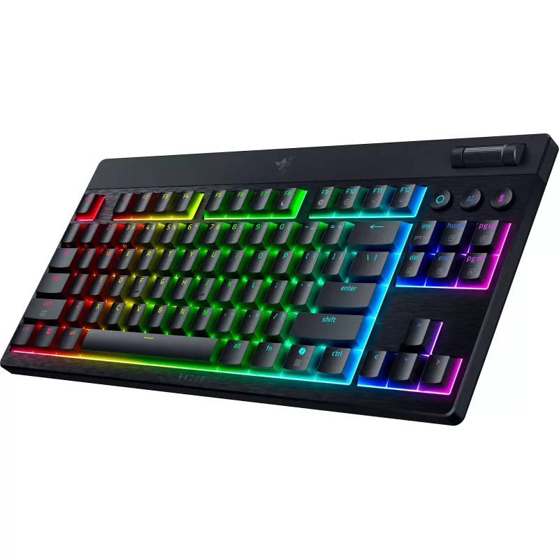 CzarnyWidow V4 Low-Profile TKL HyperSpeed, klawiatura gamingowa czarna, układ niemiecki, Razer Low-Profile pomarańczowy
