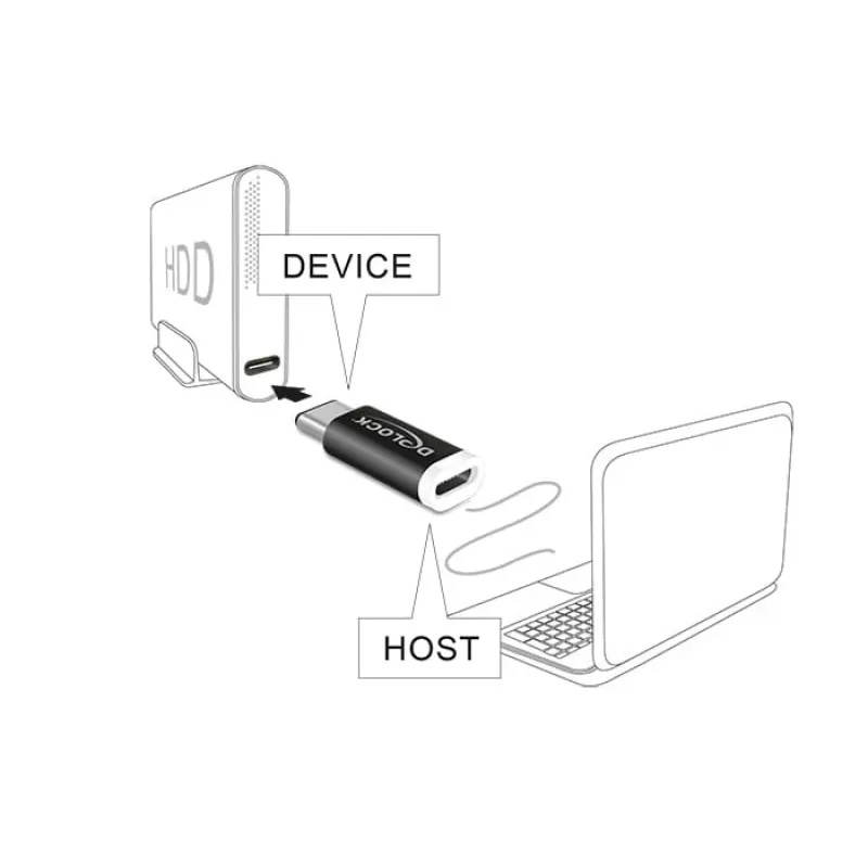 Delock - Adapter USB - 24-pin USB-C (M) na Micro-USB Typ B (Ż) - USB 3.1 - Czarny (65678)