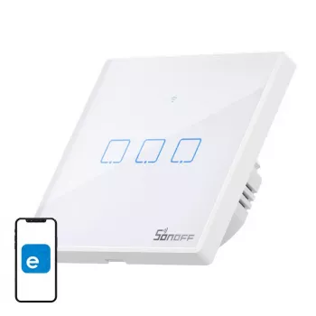Ścienny inteligentny przełącznik światła Sonoff T2 EU TX 3-kanałowy Wi‑Fi + RF 433