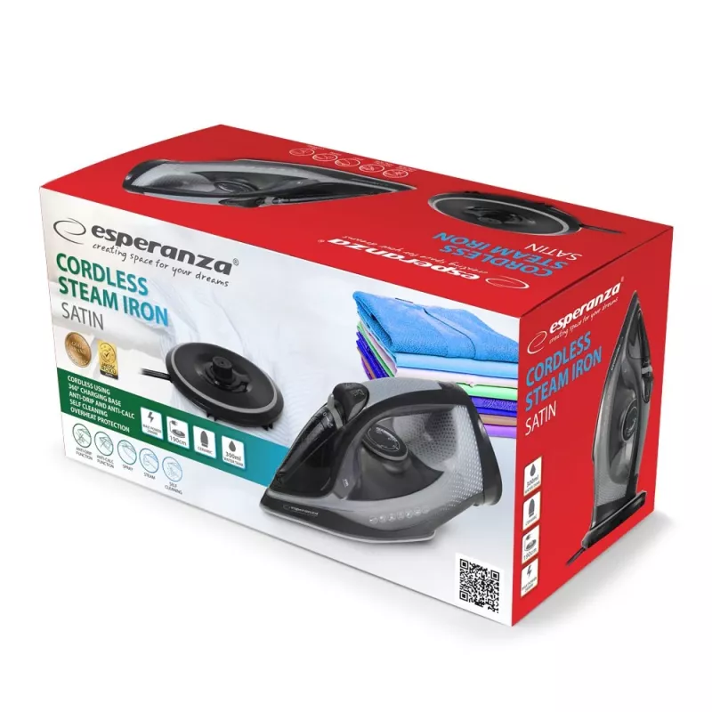 Żelazko parowe Esperanza EHI011 z ceramiczną stopą, szare, czarne, 2600 W