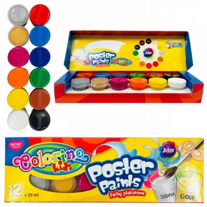 Farbki plakatowe Colorino Kids 12 kolorów 20 ml