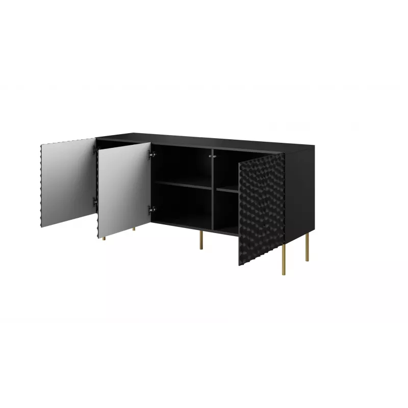 Komoda cama meble HOLE 152x42,5x74,5 cm matowa czerń, płyta wiórowa, rama 16 mm