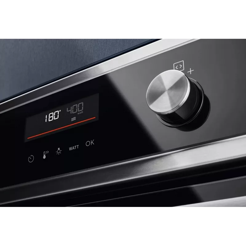 Piekarnik do zabudowy Electrolux EVL6E49X, kompaktowy 45 cm, metal, czarny, CombiQui