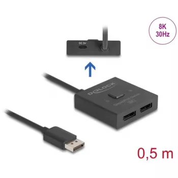 Delock - rozdzielacz/przełącznik wideo - 8K, dwukierunkowy - 2 x DisplayPort - Desktop (18906)