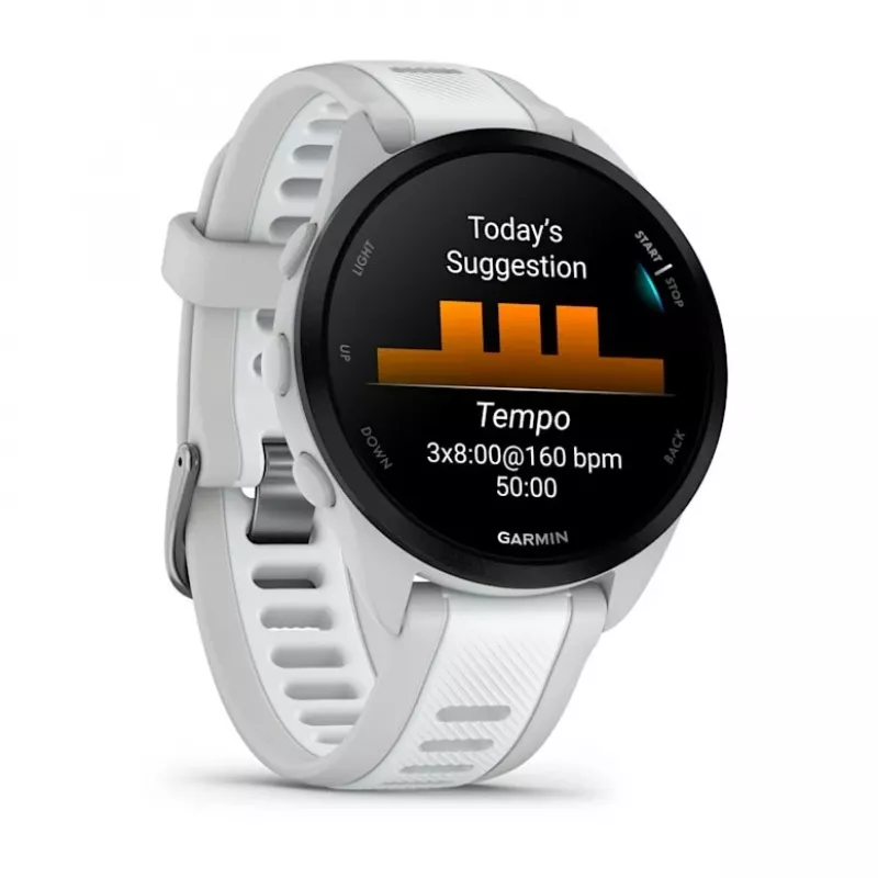 Smartwatch GARMIN Forerunner 165 Music — GPS, 1.2 cal AMOLED, koperta 43 mm, bateria do 11 dni, 5 ATM, 4 GB, Szary