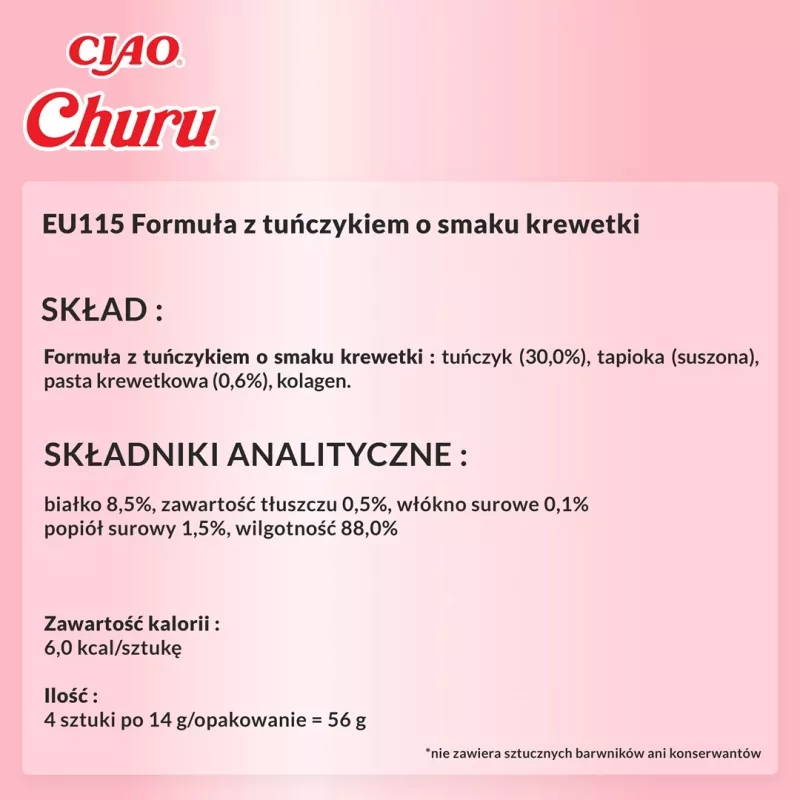 INABA Churu Tuńczyk o smaku krewetki - przysmak dla kota - 4x14 g