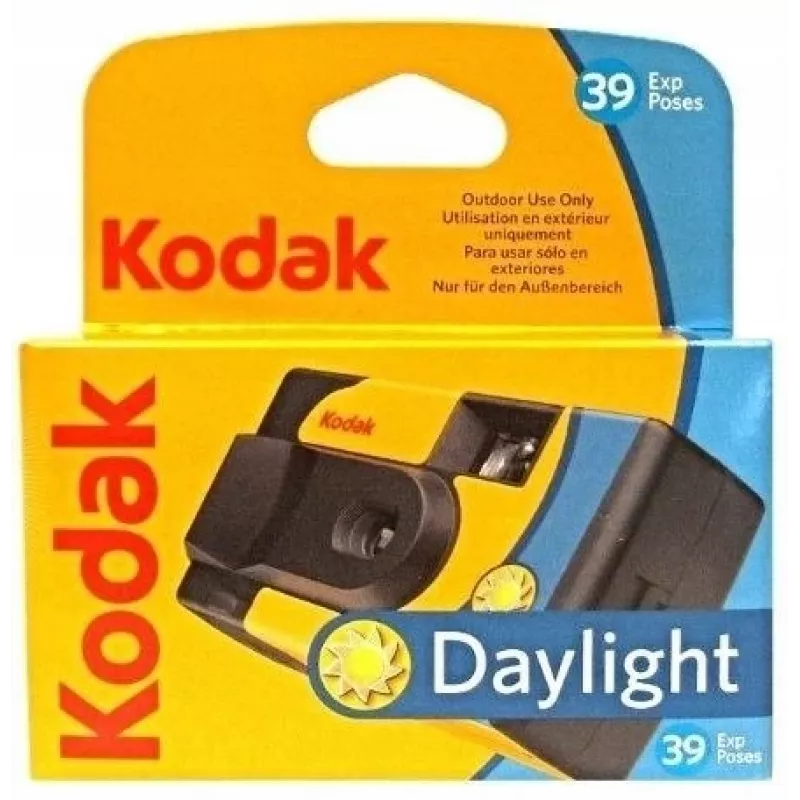 Kodak DAYLIGHT Camera, fotograficzny aparat jednorazowy z kolorowym filmem 39 zdjęć. Bez wbudowanej lampy błyskowej.