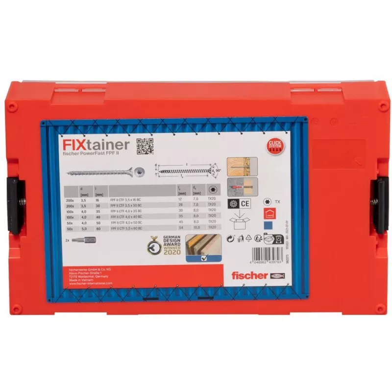 Zestaw wkrętów FISCHER FixTainer PowerFast II, 702 sztuki, gwint pełny, ocynkowane