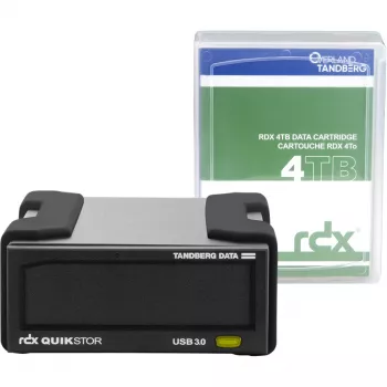 Zewnętrzny zestaw napędu RDX Tandberg Data O-T z dyskiem HDD 4 TB, USB 3.2 Gen 1, czarny, stały transfer 260 MB/s