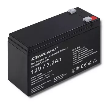 Qoltec 53062 Bateria AGM | 12V | 7,2 Ah | max 108A