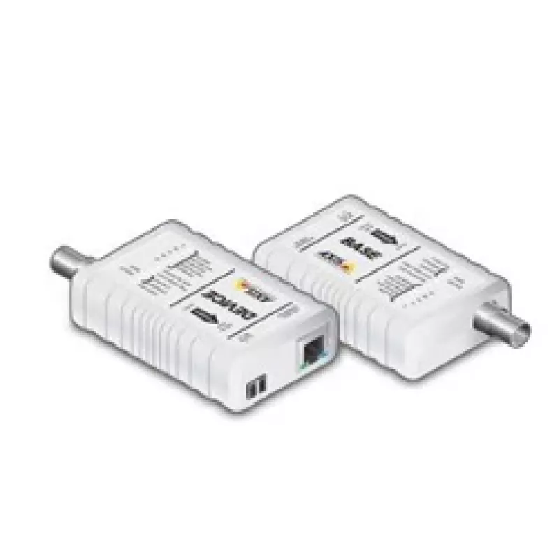 AXIS T8640 Adapter Ethernet przez koncentryk PoE+ — konwerter mediów — Ethernet, Fast Ethernet — 10Base-T, 100Base-TX — RJ-45 / BNC (komplet 2 szt.) — do AXIS P1346, P1346-E, P5534, P5534-