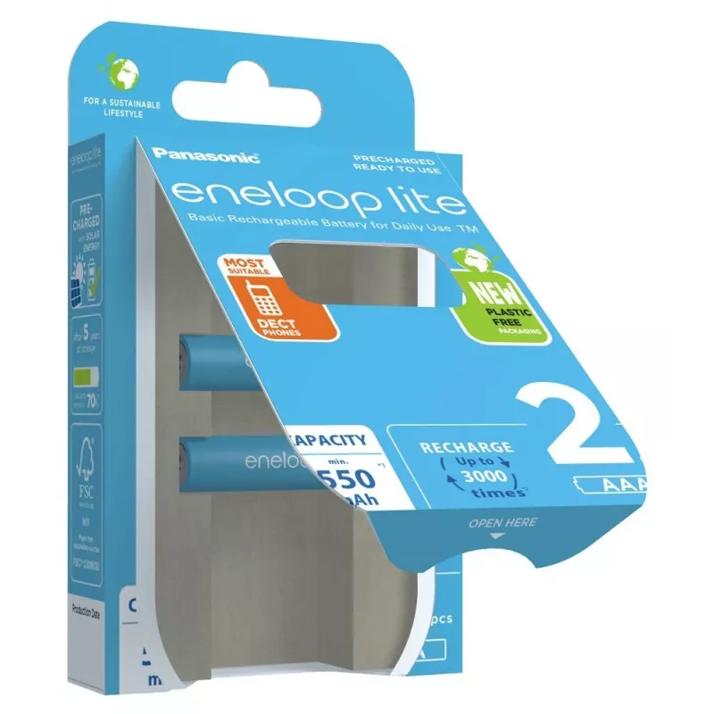 Akumulatory PANASONIC ENELOOP LITE AAA 550 mAh 2 szt. (BK-4LCCE/2CP)