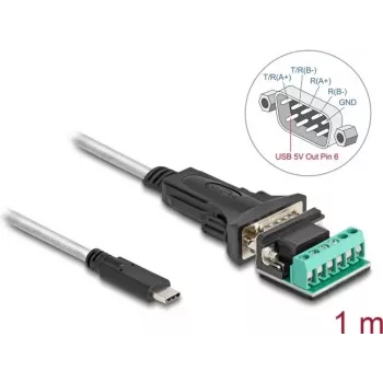 DeLOCK Adapter USB Type-C na port szeregowy RS-422/485 męski 1 m 5 V
