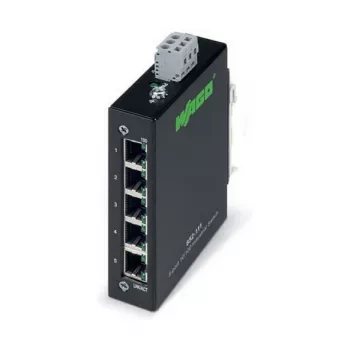 Przełącznik sieciowy Wago 852-111 — 5-portowy Fast Ethernet (10/100), pełny dupleks, 18–30 V DC