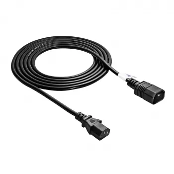Przedłużacz zasilający Akyga AK-PC-07A IEC C14 do IEC C13, 3x 0,75 mm², 3 m, czarny