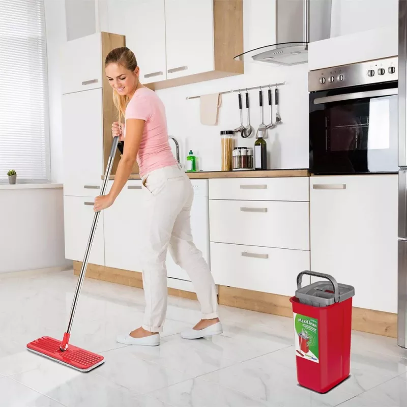 Zestaw mopa płaskiego GB870 MaxiClean z wiaderkiem 2 w 1 5,7L, system czyszczenia podłóg, obrotowa głowica 360°