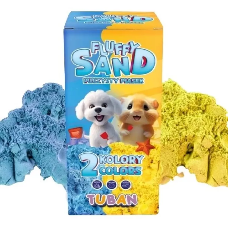 Zestaw kreatywny dla dzieci TUBAN Tuban SET FLUFFY SAND – niebieski i żółty, 2 × 70 g, wiek 3+