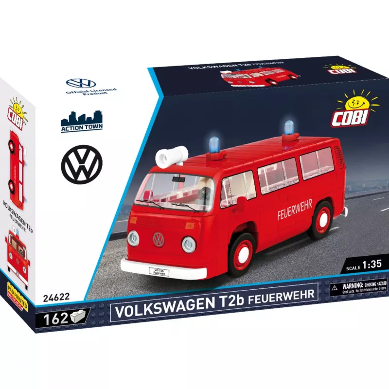Klocki konstrukcyjne Cobi Volkswagen T2b wóz strażacki skala 1:35, czerwony