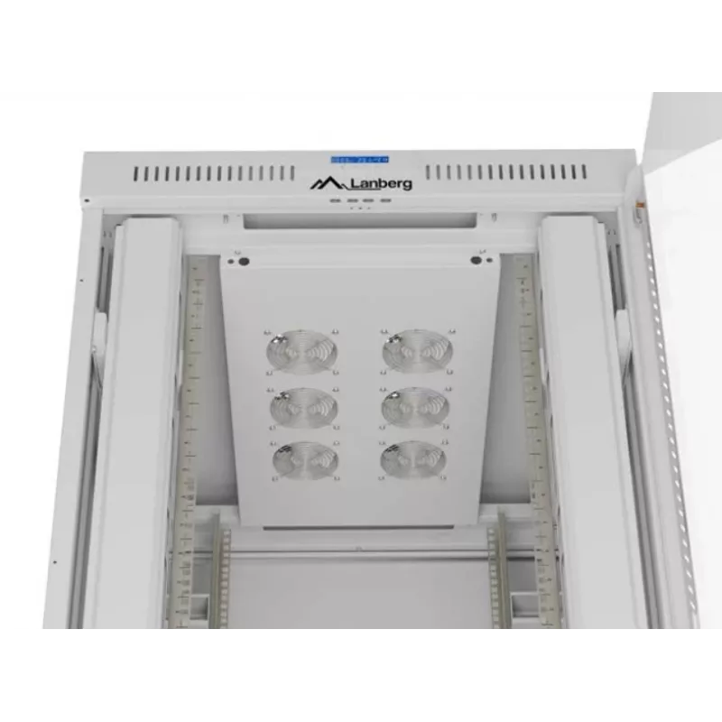 Szafa rack LANBERG FF01-8047-12SL 47U 800x1000 mm szara z przednimi i tylnymi drzwiami szklanymi oraz miejscem na panel LCD
