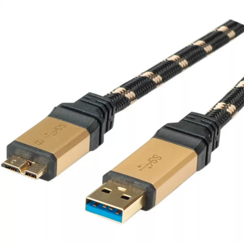 ROLINE Gold USB 3.0 Kabel, USB A Wtyk - USB 3.0 Micro B Wtyk 2,0m (11.02.8879)