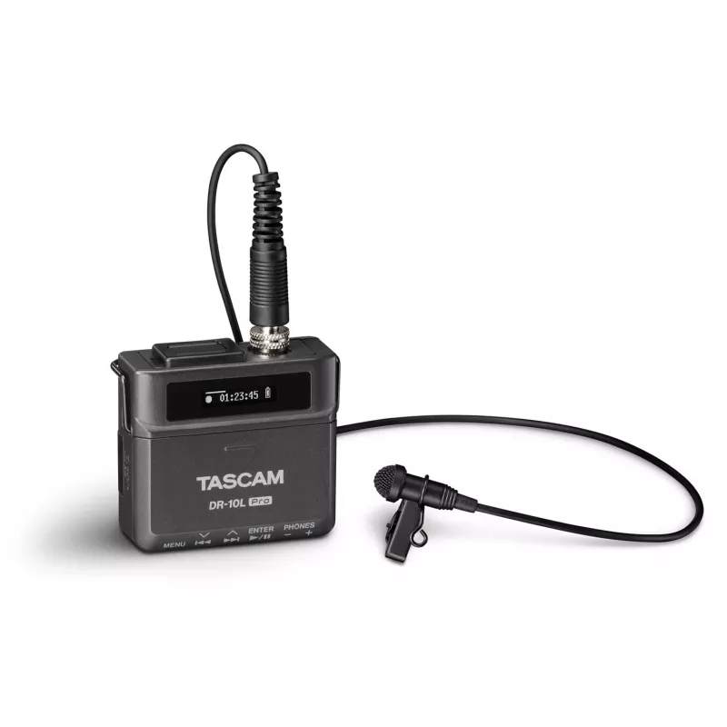 Portable digital recorder Tascam DR-10L Pro with lavalier microphone, 24-bit/96 kHz, MicroSDXC, USB-C