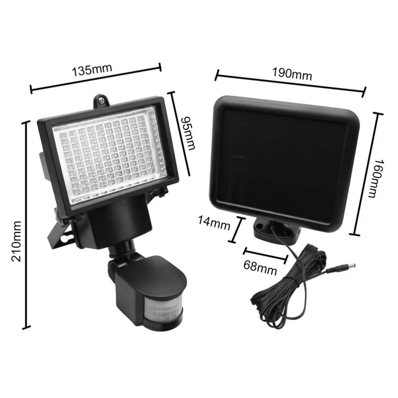 Maclean MCE442 Lampa solarna LED reflektor z czujnikiem ruchu naścienna lampa zmierzchowa IP44 6W 6000K