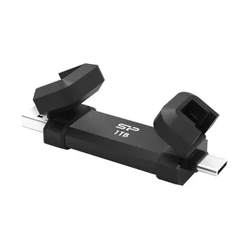Pamięć USB Silicon Power DS72 1 TB, USB 3.2 Gen 2 Typ-A / Typ-C, obudowa aluminiowo-gumowa, czarna