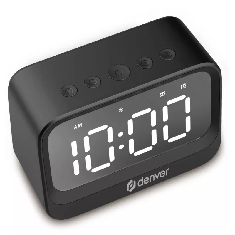 Cyfrowy budzik Denver EC-53B czarny LCD Bluetooth bateria
