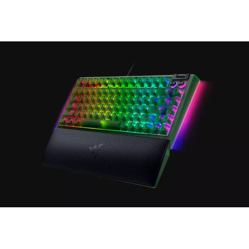 Mechaniczna klawiatura gamingowa Razer CzarnyWidow V4 75% — przewodowa, układ US, edycja Phantom zielony, mechaniczne przełączniki dotykowe Razer