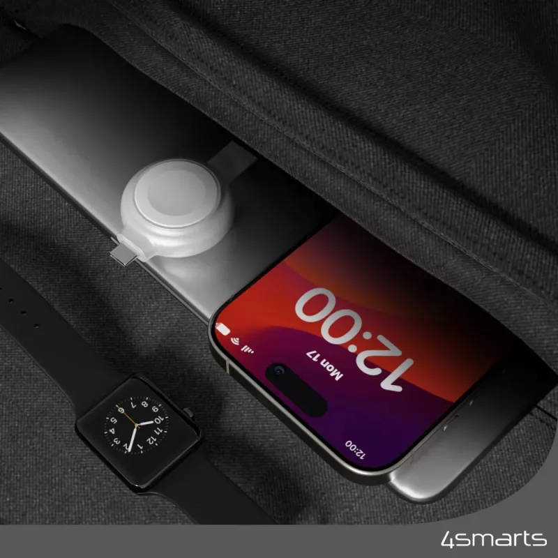 Ładowarka 4smarts QI2 Smartwatch Srebrna USB Bezprzewodowe Szybkie Ładowanie