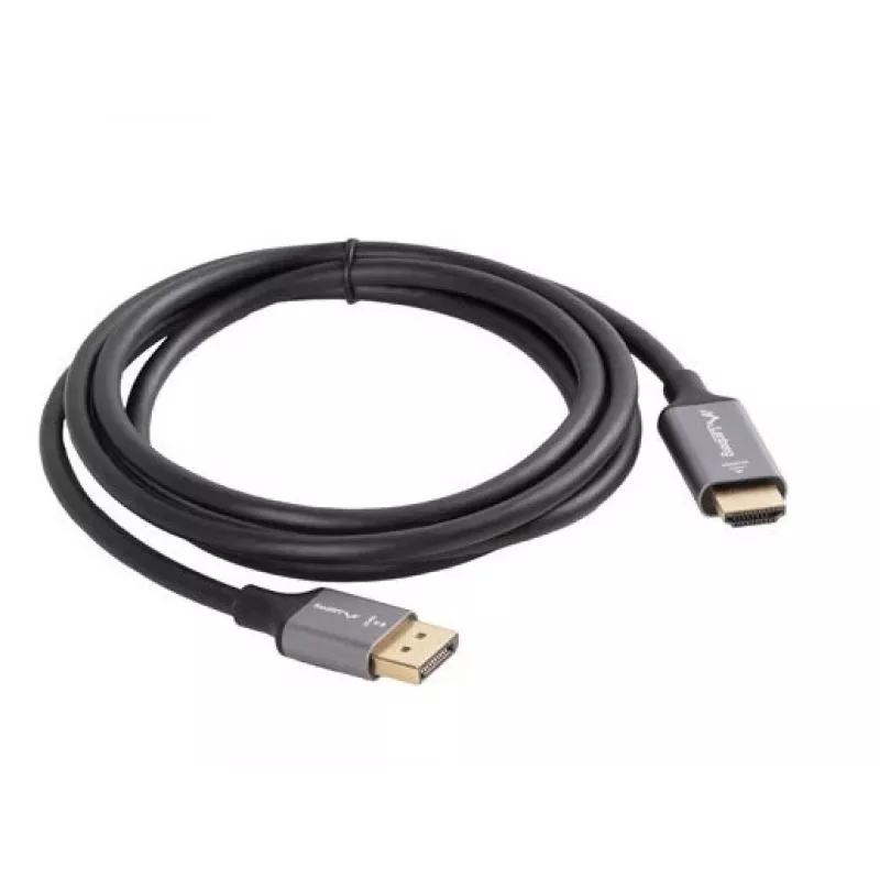 Lanberg CA-DPHD-20CU-0018-BK przejściówka kabel wideo 1.8 m DisplayPort HDMI Type A (Standard) Czarny, Srebrny