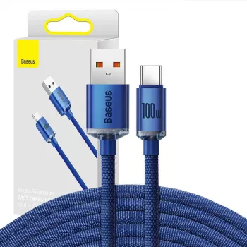 Kabel Baseus Crystal Shine USB na USB-C, 100W, 2m (niebieski)